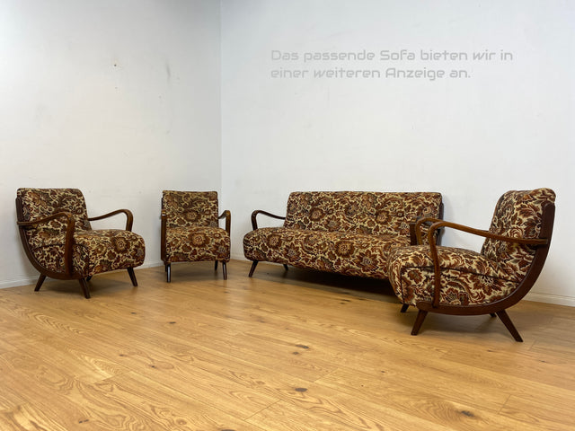 WMK 1/3 Particularly beautiful and well-preserved 1930s Art Deco club chair with floral original cover & comfortable spring core seat # Fauteuil Armchair Reading Chair Armchair Seating Set Vintage