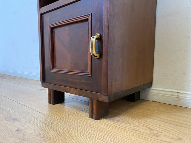 WMK I 1/2 Sehr schöner 30 Jahre Art Deco Nachttisch aus vollem Holz mit Schublade & Originalgriffen I Nachtkommode Nachtschrank Nachtschränkchen Night Stand Kommode Antik Vintage Berlin Bayern Leipzig