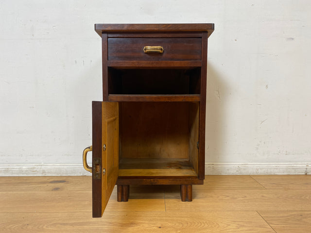 WMK I 1/2 Sehr schöner 30 Jahre Art Deco Nachttisch aus vollem Holz mit Schublade & Originalgriffen I Nachtkommode Nachtschrank Nachtschränkchen Night Stand Kommode Antik Vintage Berlin Bayern Leipzig