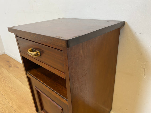 WMK I 1/2 Sehr schöner 30 Jahre Art Deco Nachttisch aus vollem Holz mit Schublade & Originalgriffen I Nachtkommode Nachtschrank Nachtschränkchen Night Stand Kommode Antik Vintage Berlin Bayern Leipzig