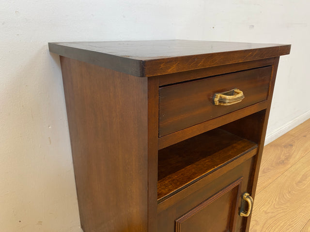 WMK I 1/2 Sehr schöner 30 Jahre Art Deco Nachttisch aus vollem Holz mit Schublade & Originalgriffen I Nachtkommode Nachtschrank Nachtschränkchen Night Stand Kommode Antik Vintage Berlin Bayern Leipzig