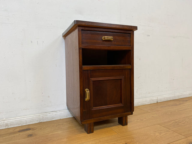 WMK I 1/2 Sehr schöner 30 Jahre Art Deco Nachttisch aus vollem Holz mit Schublade & Originalgriffen I Nachtkommode Nachtschrank Nachtschränkchen Night Stand Kommode Antik Vintage Berlin Bayern Leipzig