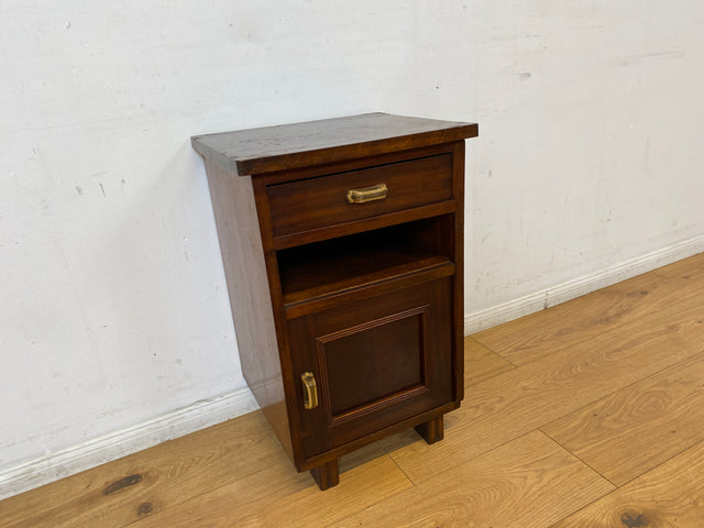 WMK I 1/2 Sehr schöner 30 Jahre Art Deco Nachttisch aus vollem Holz mit Schublade & Originalgriffen I Nachtkommode Nachtschrank Nachtschränkchen Night Stand Kommode Antik Vintage Berlin Bayern Leipzig