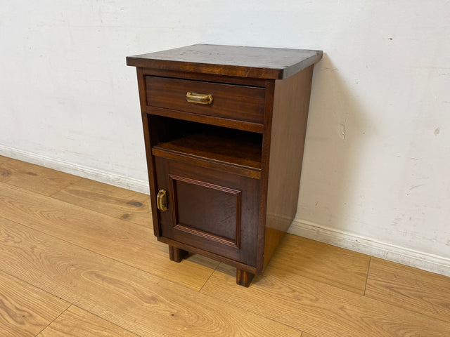 WMK I 1/2 Sehr schöner 30 Jahre Art Deco Nachttisch aus vollem Holz mit Schublade & Originalgriffen I Nachtkommode Nachtschrank Nachtschränkchen Night Stand Kommode Antik Vintage Berlin Bayern Leipzig