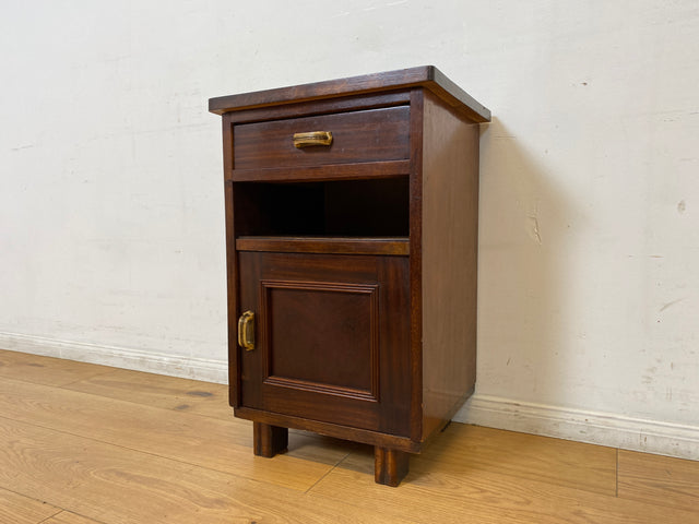 WMK I 1/2 Sehr schöner 30 Jahre Art Deco Nachttisch aus vollem Holz mit Schublade & Originalgriffen I Nachtkommode Nachtschrank Nachtschränkchen Night Stand Kommode Antik Vintage Berlin Bayern Leipzig
