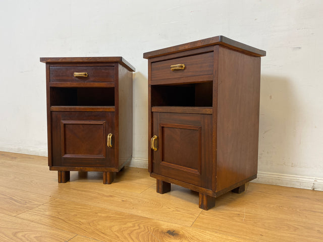 WMK I 1/2 Sehr schöner 30 Jahre Art Deco Nachttisch aus vollem Holz mit Schublade & Originalgriffen I Nachtkommode Nachtschrank Nachtschränkchen Night Stand Kommode Antik Vintage Berlin Bayern Leipzig