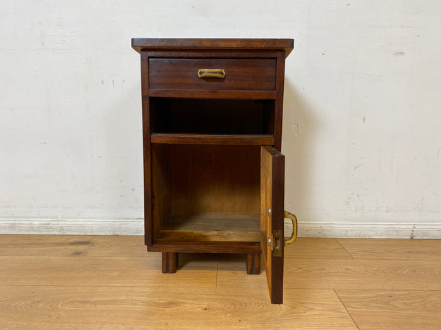 WMK I 1/2 Sehr schöner 30 Jahre Art Deco Nachttisch aus vollem Holz mit Schublade & Originalgriffen I Nachtkommode Nachtschrank Nachtschränkchen Night Stand Kommode Antik Vintage Berlin Bayern Leipzig