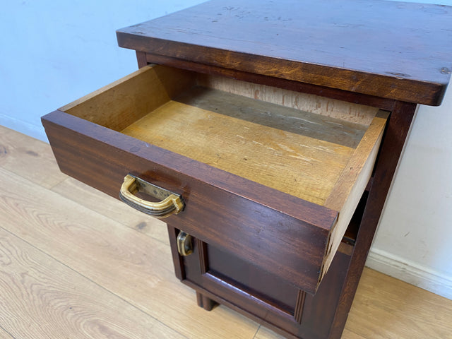 WMK I 1/2 Sehr schöner 30 Jahre Art Deco Nachttisch aus vollem Holz mit Schublade & Originalgriffen I Nachtkommode Nachtschrank Nachtschränkchen Night Stand Kommode Antik Vintage Berlin Bayern Leipzig