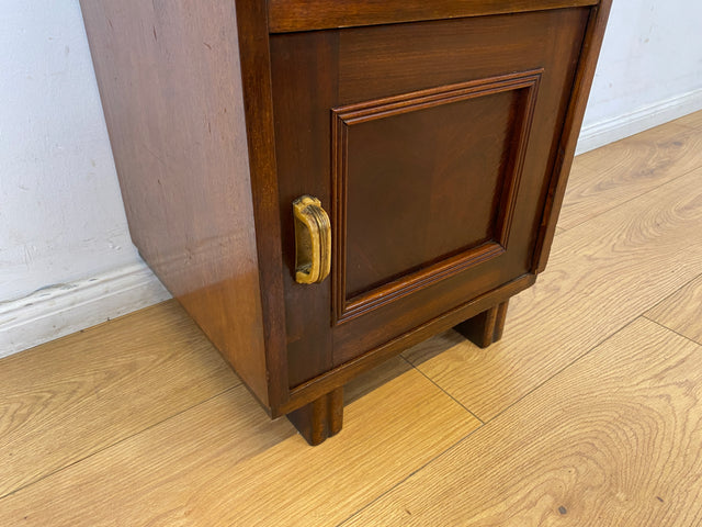 WMK I 1/2 Sehr schöner 30 Jahre Art Deco Nachttisch aus vollem Holz mit Schublade & Originalgriffen I Nachtkommode Nachtschrank Nachtschränkchen Night Stand Kommode Antik Vintage Berlin Bayern Leipzig