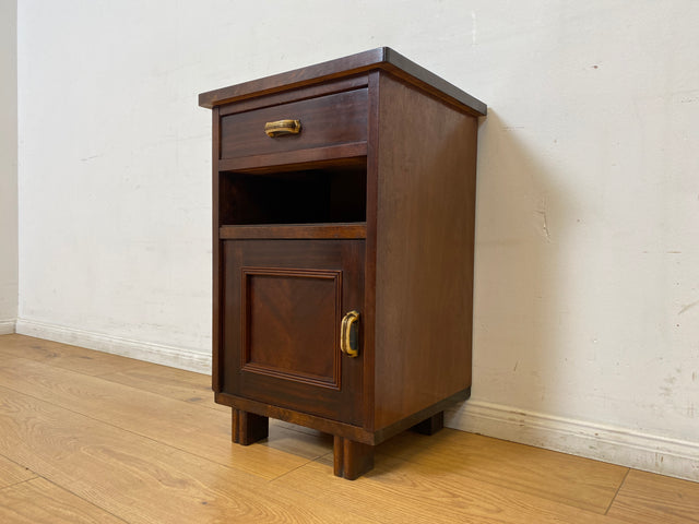 WMK I 1/2 Sehr schöner 30 Jahre Art Deco Nachttisch aus vollem Holz mit Schublade & Originalgriffen I Nachtkommode Nachtschrank Nachtschränkchen Night Stand Kommode Antik Vintage Berlin Bayern Leipzig