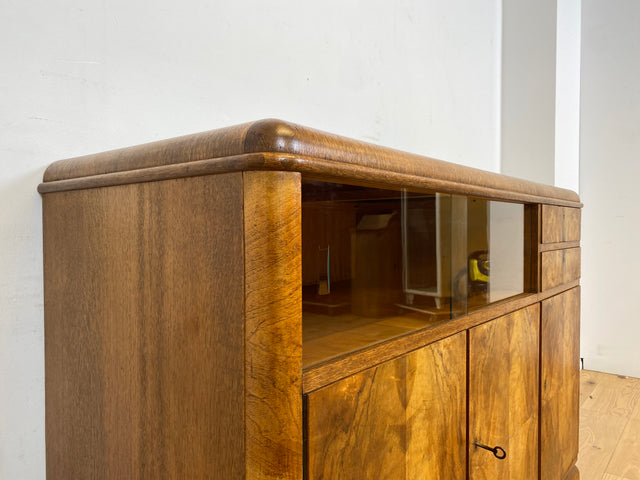 WMK I Made in SO36 I Wunderschöne 30er Jahre Art Deco Kommode aus vollem Holz mit Vitrine und Schubladen I Schrank Sideboard TV Lowboard Flurkommode Wäschekommode Vintage Antik Berlin Hamburg München