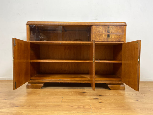 WMK I Made in SO36 I Wunderschöne 30er Jahre Art Deco Kommode aus vollem Holz mit Vitrine und Schubladen I Schrank Sideboard TV Lowboard Flurkommode Wäschekommode Vintage Antik Berlin Hamburg München
