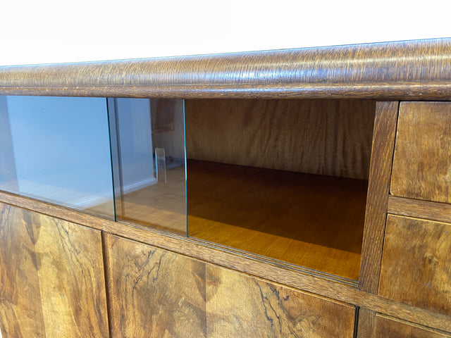 WMK I Made in SO36 I Wunderschöne 30er Jahre Art Deco Kommode aus vollem Holz mit Vitrine und Schubladen I Schrank Sideboard TV Lowboard Flurkommode Wäschekommode Vintage Antik Berlin Hamburg München