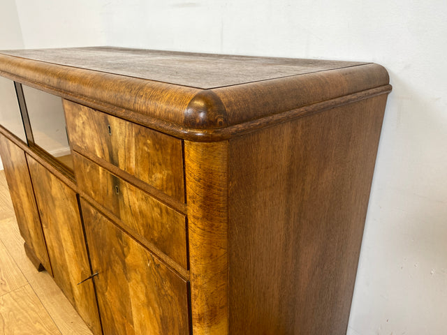 WMK I Made in SO36 I Wunderschöne 30er Jahre Art Deco Kommode aus vollem Holz mit Vitrine und Schubladen I Schrank Sideboard TV Lowboard Flurkommode Wäschekommode Vintage Antik Berlin Hamburg München