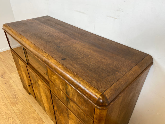 WMK I Made in SO36 I Wunderschöne 30er Jahre Art Deco Kommode aus vollem Holz mit Vitrine und Schubladen I Schrank Sideboard TV Lowboard Flurkommode Wäschekommode Vintage Antik Berlin Hamburg München