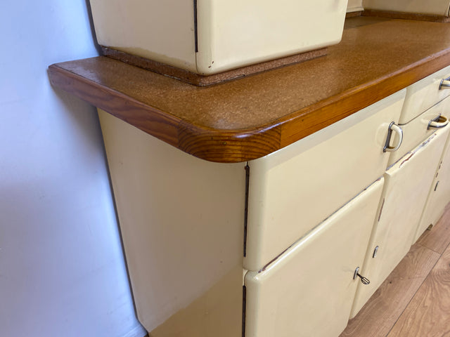 WMK I Schöne 30er Jahre Küchenanrichte aus vollem Holz mit Originalgläsern und Keramik Schütten I Küche Büffet Büfett Küchenschrank Anrichte Kredenz Art Deco Vintage 40er 50er Berlin Dresden Münster