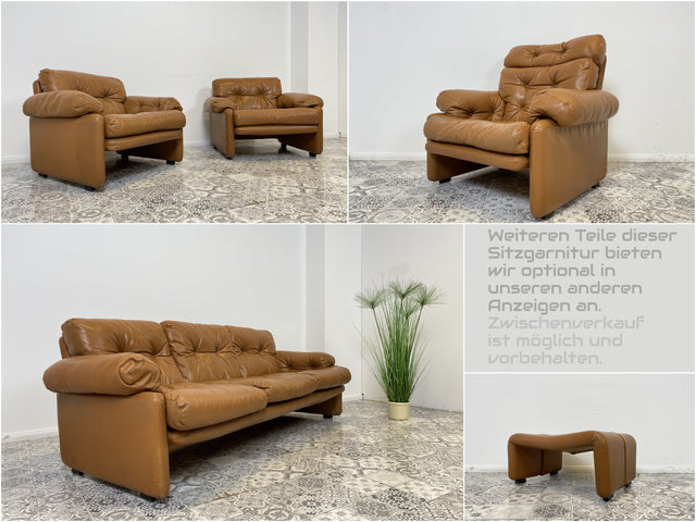WMK 1/2 High-quality and well-preserved Italian designer armchair Coronado Tobia Scarpa by C&B Italia with genuine leather cover # Armchair Leather Armchair Seating Set Armchair Leather B&B Design Vintage