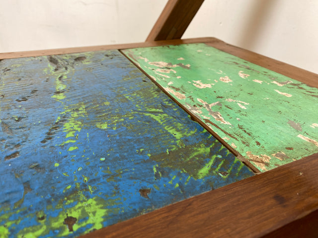 Boatwood by WMK # 4er Set besonderer Klappstühle aus altem Bootsholz I handgefertigte Unikate in original Farben I Stühle Küchenstuhle Holzstühle Campingstühle Balkonstühle Gartenstühle Berlin Bremen