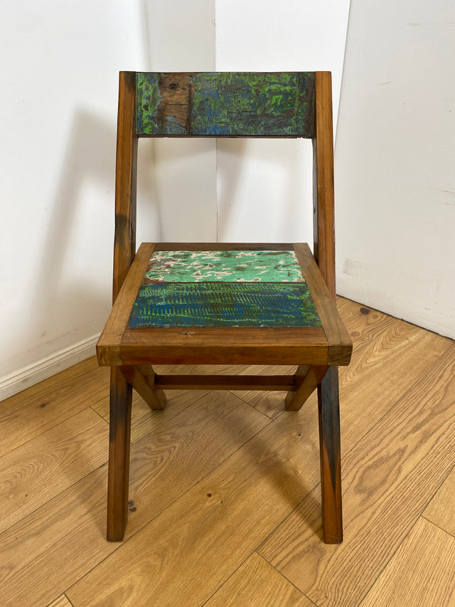 Boatwood by WMK # 4er Set besonderer Klappstühle aus altem Bootsholz I handgefertigte Unikate in original Farben I Stühle Küchenstuhle Holzstühle Campingstühle Balkonstühle Gartenstühle Berlin Bremen