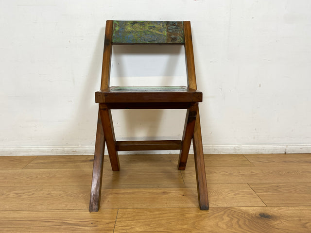 Boatwood by WMK # 4er Set besonderer Klappstühle aus altem Bootsholz I handgefertigte Unikate in original Farben I Stühle Küchenstuhle Holzstühle Campingstühle Balkonstühle Gartenstühle Berlin Bremen