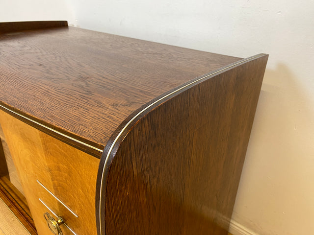 WMK # Formschöne & gut erhaltene 50er Jahre Barkommode aus vollem Holz mit Schiebetüren und Messinggriff # Bar Barschrank Mini-Bar Hausbar Kommode Sideboard Vitrine Rockabilly Vintage Mid-Century 60er