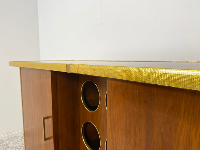 WMK I Ein Unikat I Einzigartige 50er Jahre Bar von Friedrich A. Maschke aus dem Schwarzwald mit handgefertigtem Alpen Relief Gemälde I Hausbar Tresen Wein Schrank Regal Vintage Mid-Century Kunst