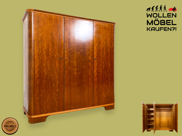 WMK I Schöner und perfekt aufgeteilter 50er Jahre Kleiderschrank aus vollem Holz I Schrank Wäscheschrank Schlafzimmerschrank Wardrobe Mid-Century Vintage 60er I Berlin Regensburg Düsseldorf Hannover