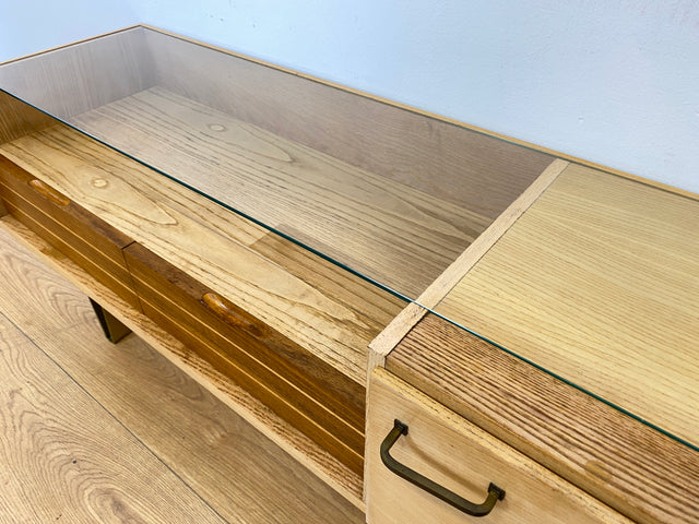WMK # Seltene 50er Jahre Schminkkommode mit Schubladen und formschönem Wandspiegel # Frisierkommode Schminktisch Wäschekommode Spiegel Schlafzimmer Kommode Rockabilly Mid-Century 60er Design Vintage