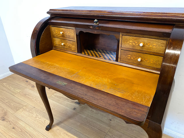 WMK I Eleganter 50er Jahre Sekretär mit ausziehbarer Schreibplatte I Schreibkommode Schreibtisch Schminkkommode Frisierkommode Schreibschrank Chippendale Vintage Mid-Century I Berlin München Frankfurt