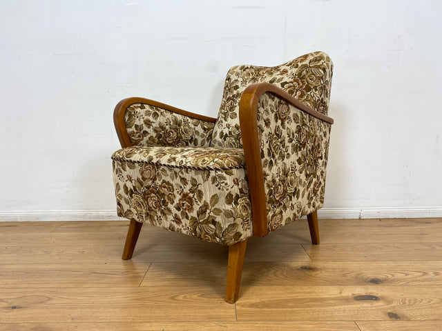 WMK I Versand 85€ I 1/2 Grandioser 50er Jahre Sessel mit floralem Originalbezug und Federkern I Clubsessel Armchair Sitzgarnitur Sitzgruppe Mid-Century Vintage 60er Blumenmuster Berlin Bremen Bayern