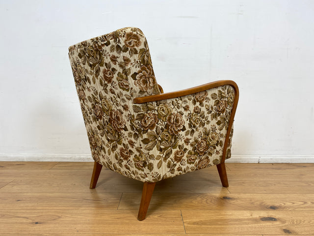 WMK I Versand 85€ I 1/2 Grandioser 50er Jahre Sessel mit floralem Originalbezug und Federkern I Clubsessel Armchair Sitzgarnitur Sitzgruppe Mid-Century Vintage 60er Blumenmuster Berlin Bremen Bayern