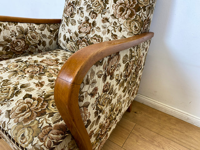 WMK I Versand 85€ I 1/2 Grandioser 50er Jahre Sessel mit floralem Originalbezug und Federkern I Clubsessel Armchair Sitzgarnitur Sitzgruppe Mid-Century Vintage 60er Blumenmuster Berlin Bremen Bayern