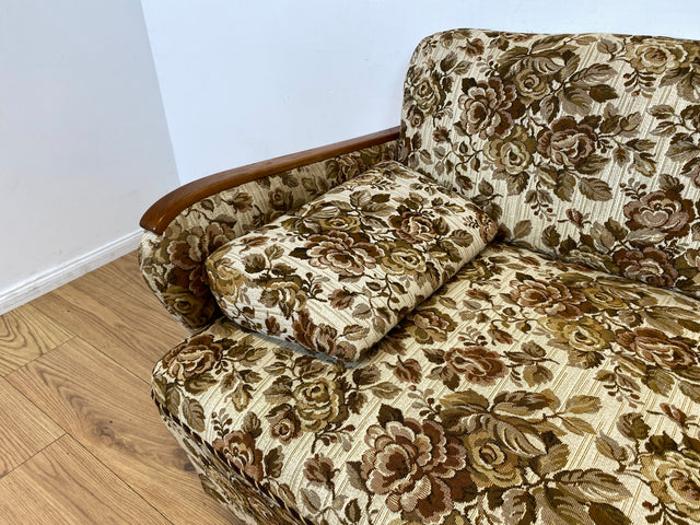 WMK I Versand 85€ I Grandioses 50er Jahre Sofa mit floralem Originalbezug und Federkern I Couch 3-Sitzer 3er Sitzgarnitur Sitzgruppe Mid-Century Vintage 60er Blumenmuster Berlin Frankfurt Düsseldorf