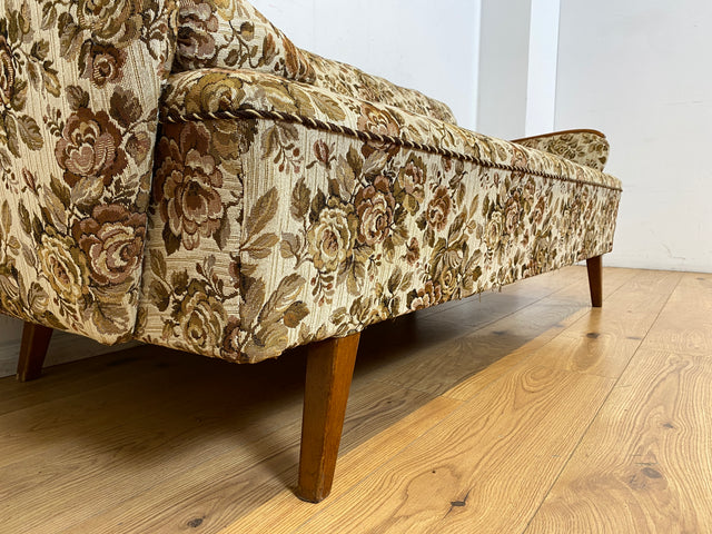 WMK I Versand 85€ I Grandioses 50er Jahre Sofa mit floralem Originalbezug und Federkern I Couch 3-Sitzer 3er Sitzgarnitur Sitzgruppe Mid-Century Vintage 60er Blumenmuster Berlin Frankfurt Düsseldorf