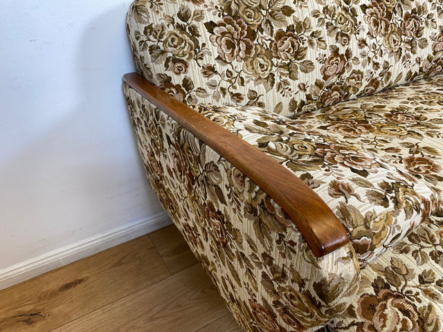 WMK I Versand 85€ I Grandioses 50er Jahre Sofa mit floralem Originalbezug und Federkern I Couch 3-Sitzer 3er Sitzgarnitur Sitzgruppe Mid-Century Vintage 60er Blumenmuster Berlin Frankfurt Düsseldorf