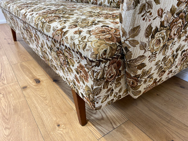 WMK I Versand 85€ I Grandioses 50er Jahre Sofa mit floralem Originalbezug und Federkern I Couch 3-Sitzer 3er Sitzgarnitur Sitzgruppe Mid-Century Vintage 60er Blumenmuster Berlin Frankfurt Düsseldorf