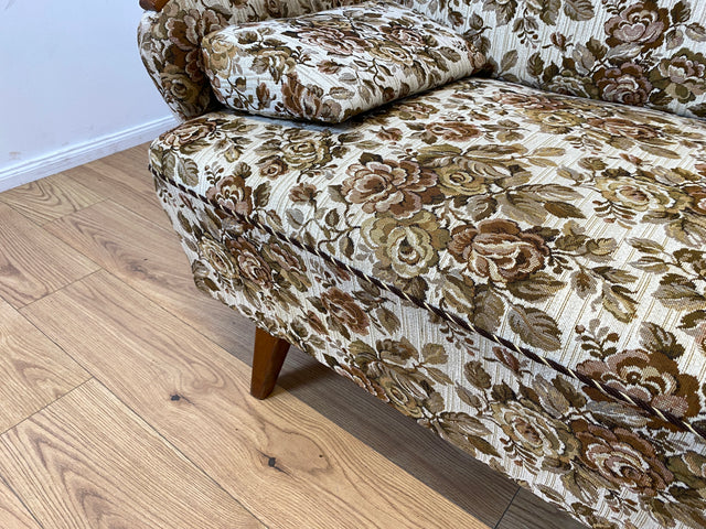 WMK I Versand 85€ I Grandioses 50er Jahre Sofa mit floralem Originalbezug und Federkern I Couch 3-Sitzer 3er Sitzgarnitur Sitzgruppe Mid-Century Vintage 60er Blumenmuster Berlin Frankfurt Düsseldorf