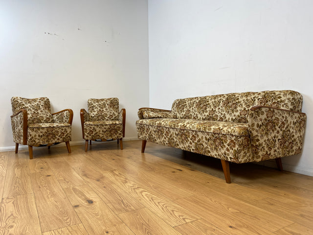 WMK I Versand 85€ I Grandioses 50er Jahre Sofa mit floralem Originalbezug und Federkern I Couch 3-Sitzer 3er Sitzgarnitur Sitzgruppe Mid-Century Vintage 60er Blumenmuster Berlin Frankfurt Düsseldorf