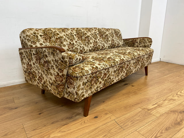 WMK I Versand 85€ I Grandioses 50er Jahre Sofa mit floralem Originalbezug und Federkern I Couch 3-Sitzer 3er Sitzgarnitur Sitzgruppe Mid-Century Vintage 60er Blumenmuster Berlin Frankfurt Düsseldorf
