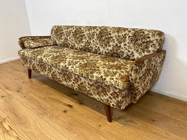 WMK I Versand 85€ I Grandioses 50er Jahre Sofa mit floralem Originalbezug und Federkern I Couch 3-Sitzer 3er Sitzgarnitur Sitzgruppe Mid-Century Vintage 60er Blumenmuster Berlin Frankfurt Düsseldorf
