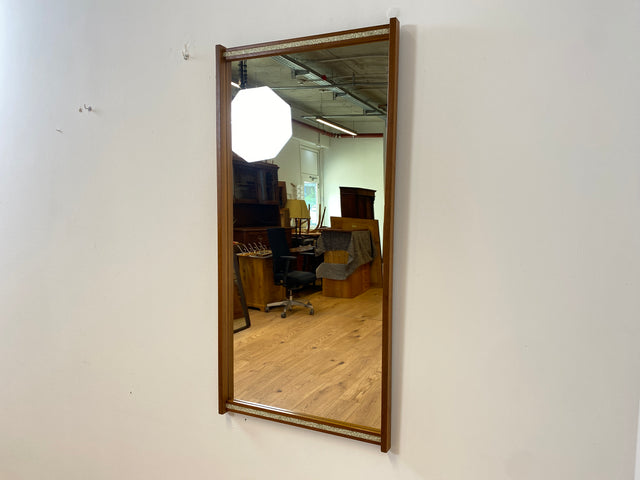 WMK # Besonders schöner & sehr gut erhaltener 57x116 großer skandinavischer 60er Jahre Wandspiegel aus Teakholz # Spiegel Mirror Garderobe Holzrahmen Vintage Teak Danish Design 70er # Versand möglich