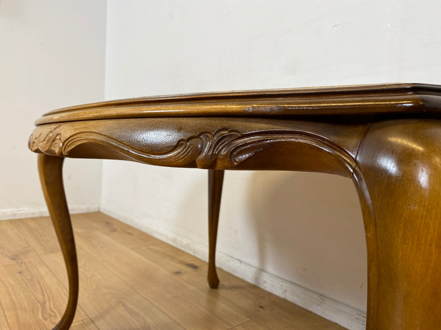 WMK I Handverzierter 60er Jahre Couchtisch im antiken Stil mit Marmorplatte