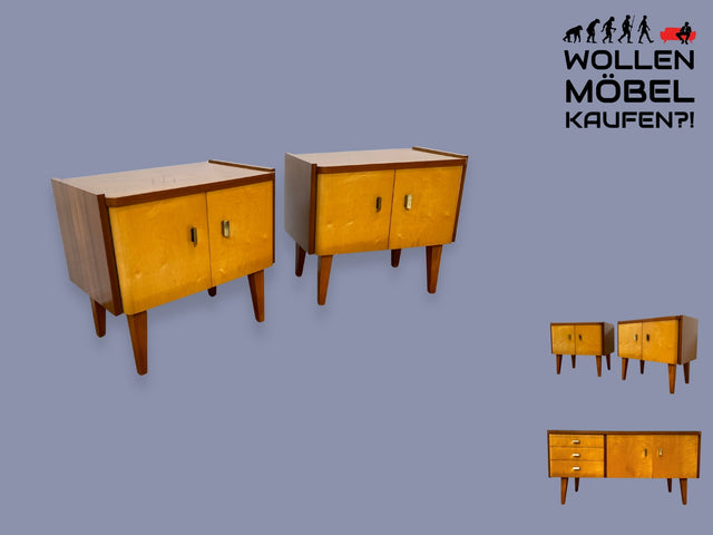WMK I 1/2 Schöner und sehr gut erhaltener 60er Jahre Nachttisch mit formschönen Messinggriffen I Nacktkommode Nachtschrank Nachtschränkchen Kommode Mid-Century Vintage I Berlin Magdeburg Regensburg
