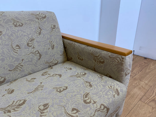 WMK # Formschlichtes und sehr gut erhaltenes 60er Jahre Sofa mit Schlaffunktion, Bettwäschefach, Federkern und freundlichem Originalbezug # Couch Schlafsofa Schlafcouch Klappcouch Mid-Century Vintage