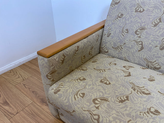 WMK # Formschlichtes und sehr gut erhaltenes 60er Jahre Sofa mit Schlaffunktion, Bettwäschefach, Federkern und freundlichem Originalbezug # Couch Schlafsofa Schlafcouch Klappcouch Mid-Century Vintage