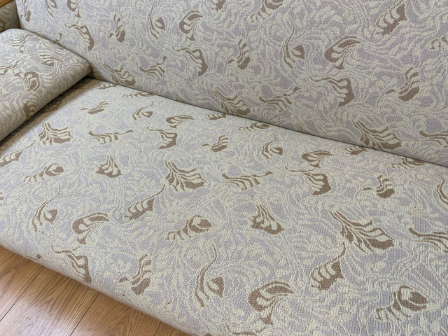 WMK # Formschlichtes und sehr gut erhaltenes 60er Jahre Sofa mit Schlaffunktion, Bettwäschefach, Federkern und freundlichem Originalbezug # Couch Schlafsofa Schlafcouch Klappcouch Mid-Century Vintage