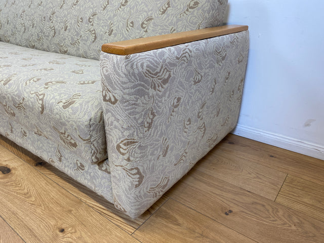 WMK # Formschlichtes und sehr gut erhaltenes 60er Jahre Sofa mit Schlaffunktion, Bettwäschefach, Federkern und freundlichem Originalbezug # Couch Schlafsofa Schlafcouch Klappcouch Mid-Century Vintage