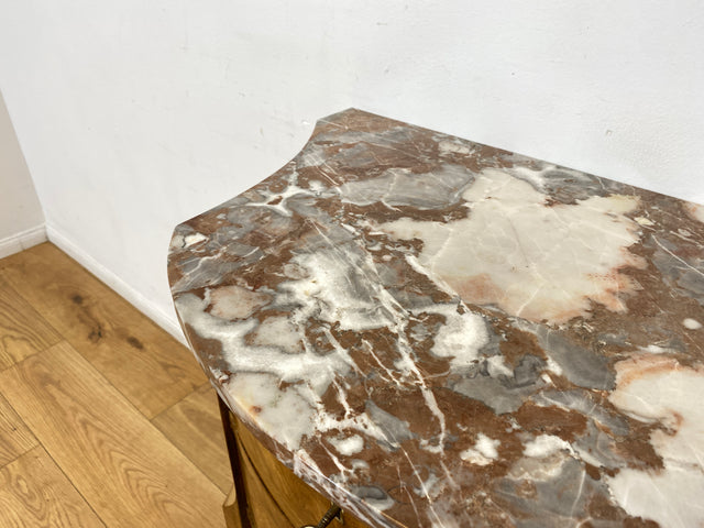 WMK I Feine 60er Jahre Stilmöbel Kommode mit sehr schöner Marmor Auflage, Schubladen und edlen Messingbeschlägen I Schrank Flur Beistelltisch Nachtisch Rokoko Barock Vintage Berlin Regensburg München