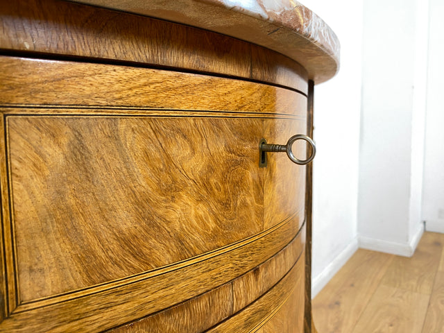 WMK I Feine 60er Jahre Stilmöbel Kommode mit sehr schöner Marmor Auflage, Schubladen und edlen Messingbeschlägen I Schrank Flur Beistelltisch Nachtisch Rokoko Barock Vintage Berlin Regensburg München