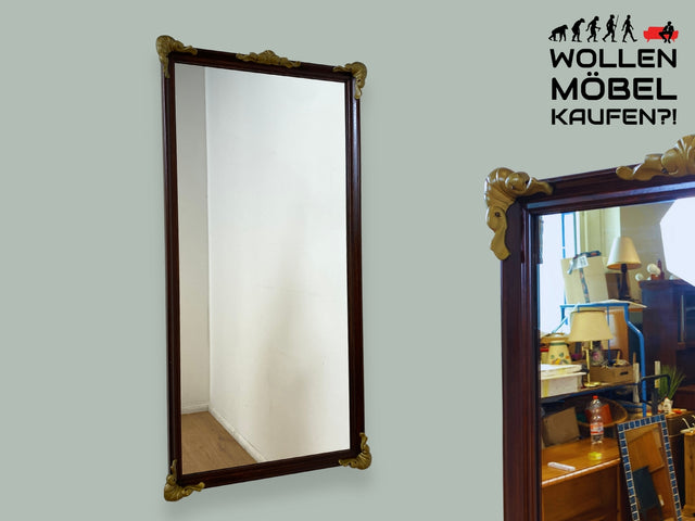 WMK I Versand möglich I Sehr hübscher 60er Jahre Wandspiegel im antiken Stil mit Holzrahmen und goldfarbenen Zierelementen I Spiegel Flurspiegel Barock Rokoko Mid-Century Vintage Berlin Bremen Bayern